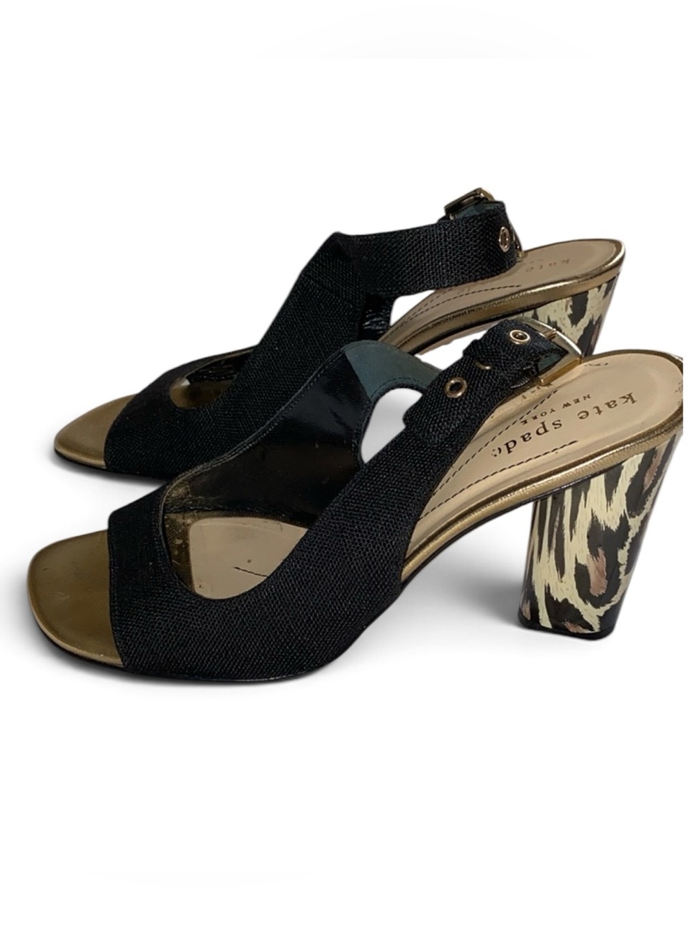 Kate Spade Women’s fun leopard heels with peep toe, size 7
